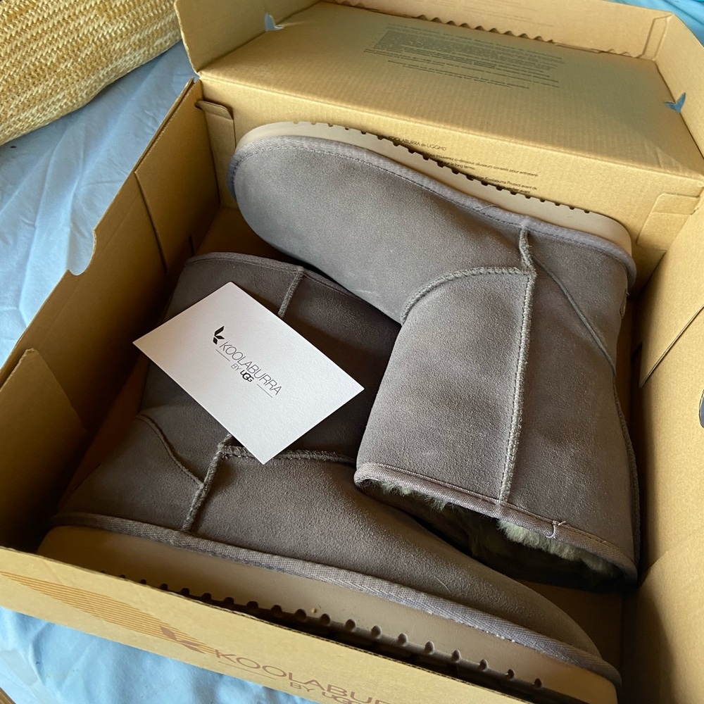 Ugg Koolaburra women’s gray sued boots.  Never worn.